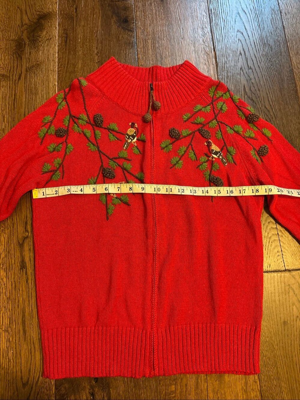 Vintage Coldwater creek 3D embroidered sweater cardigan zip M - Picture 9 of 9